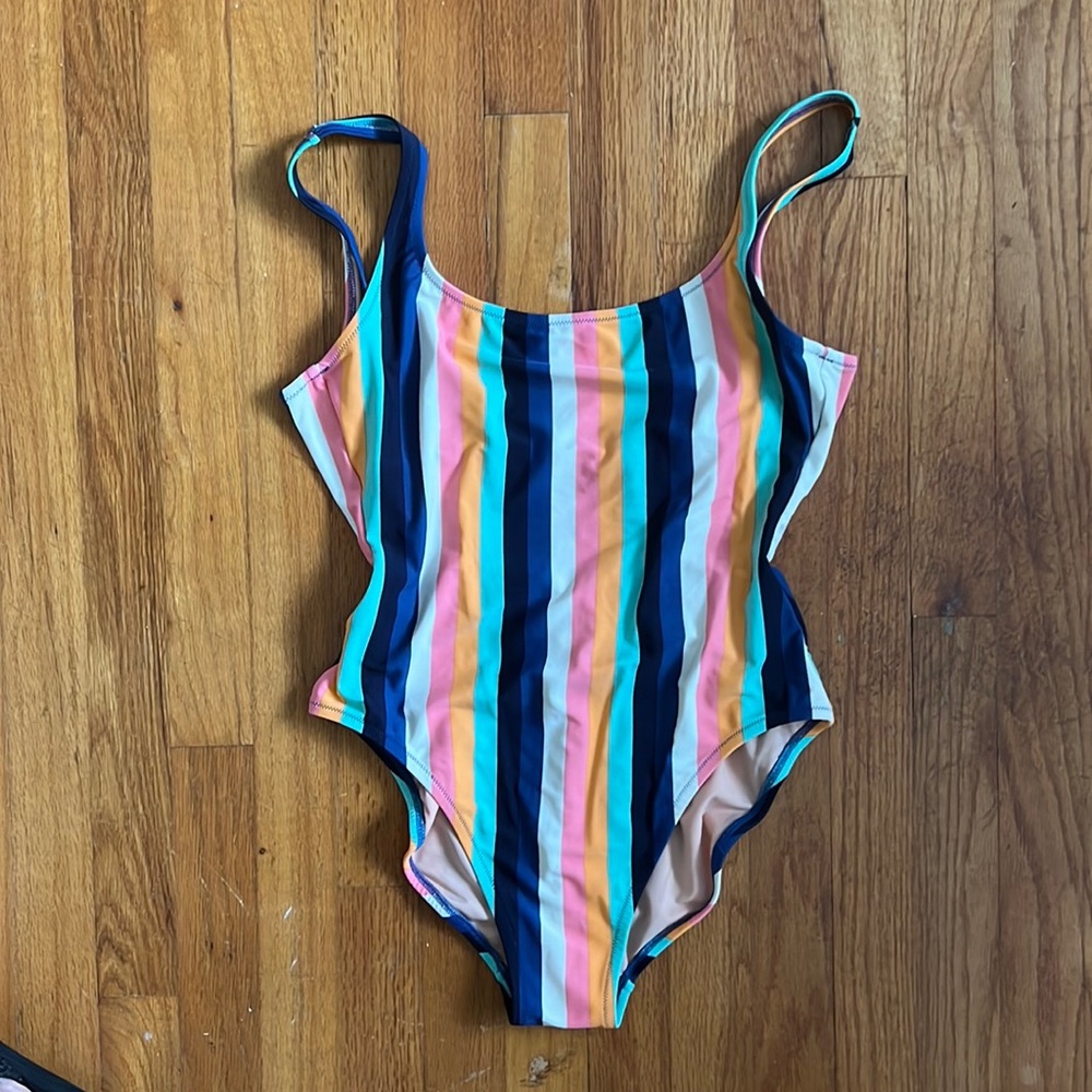 Jcrew striped one piece bathing suit size M. New without tags